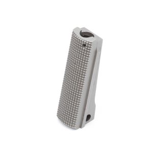 Eemann Tech Mainspring Housing for 1911, Checkered 25 lpi, Flat, Color: Silver