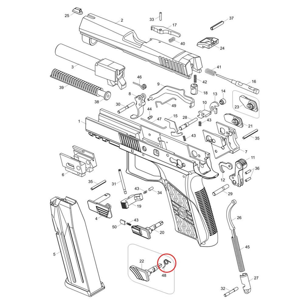 Eemann Tech Hammer Decocking Lever Spring for CZ P-07/P-09 - Image 2