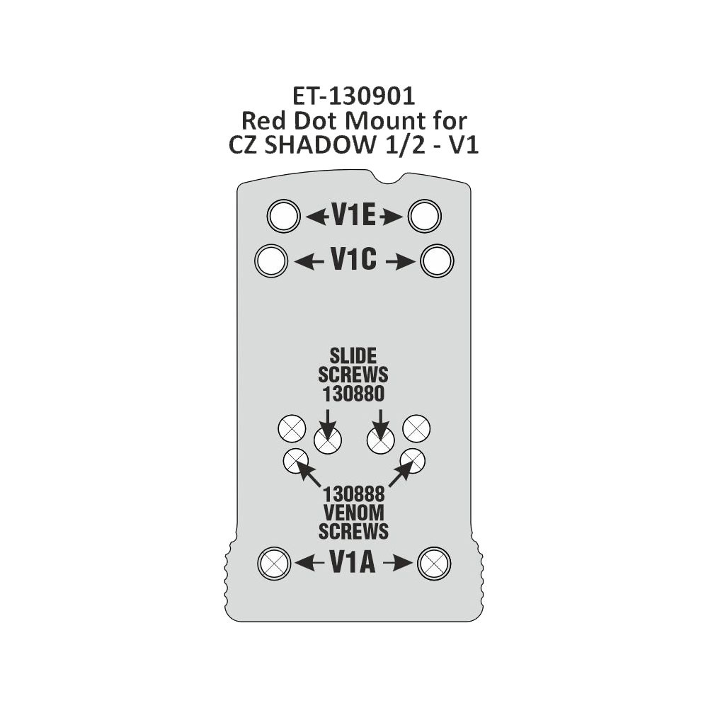 Eemann Tech Aluminium Red Dot Mount for CZ Shadow / Shadow 2, Type: V2 - Image 2