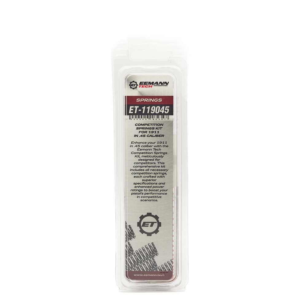 Eemann Tech Competition Springs Kit for 1911 in .45 Caliber
Using the following data as context:
Categories: Parts & components, Parts > Springs
Tags: Eemann Tech - Image 3
