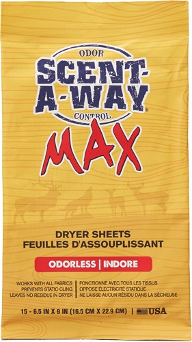 HS Dryer Sheets Scent-A-Way 15-Pack Odorless 6.5" x 9"