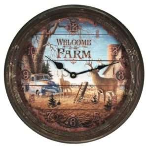 Rivers Edge Deer Metal Clock 15" Vintage Style