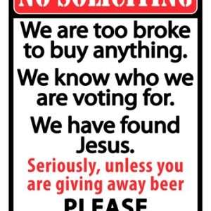 "Rivers Edge 12"x17" Tin Sign NO SOLICITING"