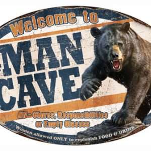 Rivers Edge Man Cave Bear Tin - Rustic Wilderness Decor