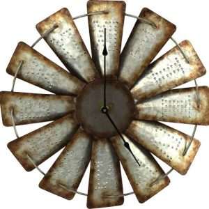 15" Metal Windmill Clock for Home and Office