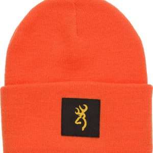 Blaze Orange Browning Still Water Beanie with Buck Mark Patch