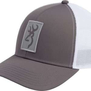 Gray Mesh Cap with Rectangle Patch, Adjustable Snap