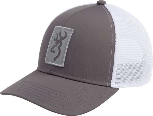 Gray Mesh Cap with Rectangle Patch, Adjustable Snap