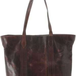 Brown Leather Tote Purse Open, Gaia Conceal Carry