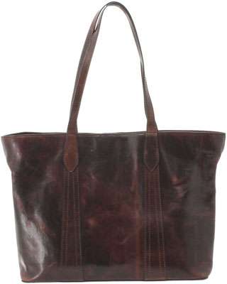 Brown Leather Tote Purse Open, Gaia Conceal Carry