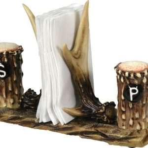 Rivers Edge Resin Antler Salt Set - Ceramic Shakers, Resin Holder