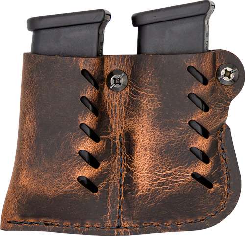 Versacarry Distressed Brown Leather Single Stack Magazine Pouch