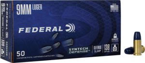 Federal Synthetic Defense 9mm Ammo 138gr SJHP