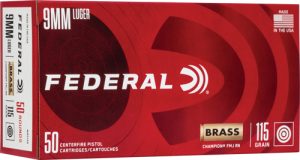 Federal 9mm Luger 115gr FMJ Ammo - 50RD 20BX/CS