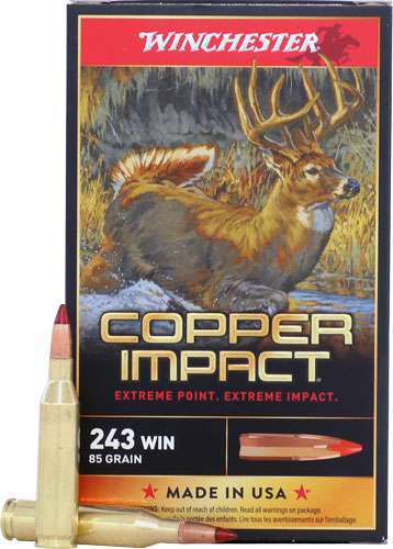 Winchester Copper Impact 243 Ammo: 85gr, 20rd, 10bx/CS