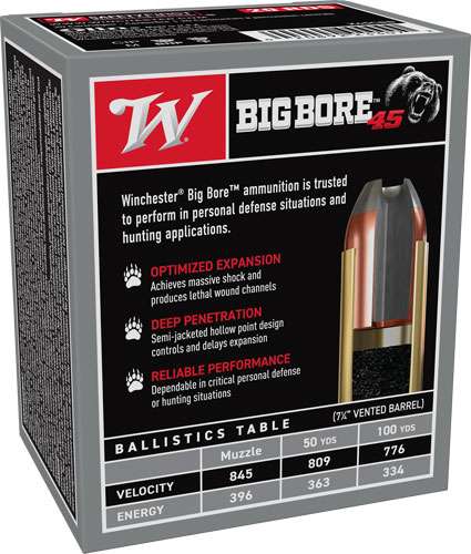 Winchester Big Bore 45 LC Ammo 250GR JHP