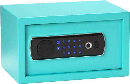 Teal Speckle Bulldog Dual LED/Biometric Safe, 12" x 8" x 7"