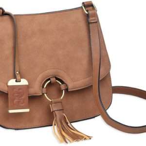 Cross Body Caramel Suede Concealed Carry Purse