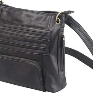 Large Black Crossbody Concealed Carry Purse - PU Leather