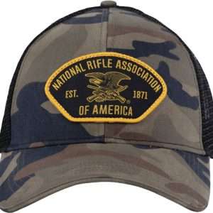 Woodlands Camo/Black Buck Wear Ball Cap NRA Logo