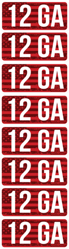 MTM Ammo Caliber Labels 12GA, 8-Pack - Polymer Scratch-Resistant Coated