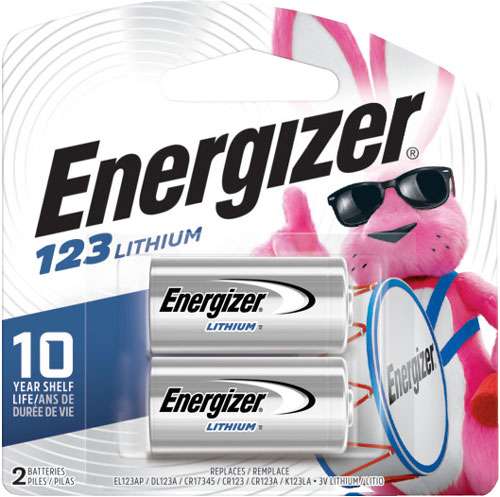 Energizer Lithium Batteries CR123A 2-Pack - Lightweight 17g