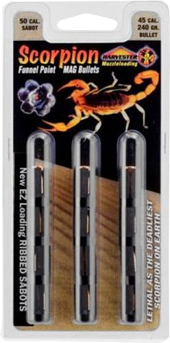 Harvester Scorpion 50 Cal Muzzleloader Bullets 240GR .451 Poly Tip Sabot