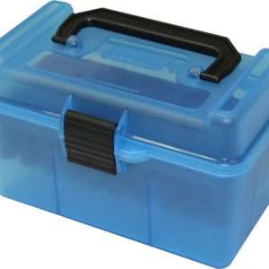 MTM Deluxe Ammo Box 50-rounds Clear Blue 204 Ruger 223 Rem Conversion