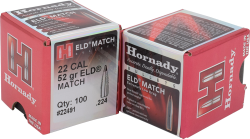 Hornady 52GR ELD-M MATCH 100CT 40BX/CS Bullets