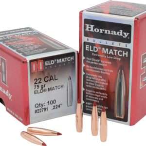 Hornady 22 Cal 224 75gr BTHP Match Bullets