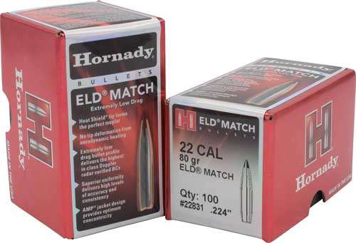 Hornady 22cal .224 Bullets 80GR ELD-M Match