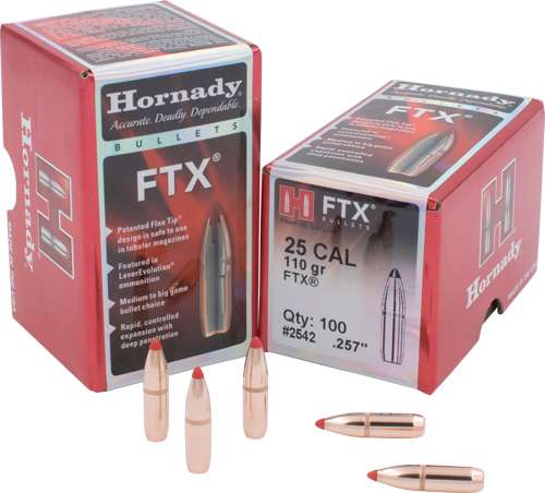 Hornady 25 Cal .257 Bullets 110GR FTX 100CT