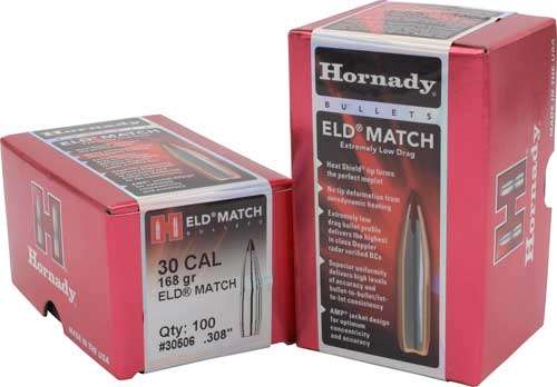 Hornady 30cal .308 168GR ELD-MATCH 100CT