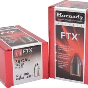 Hornady 38 Cal 357 Bullets 140GR FTX 100RD