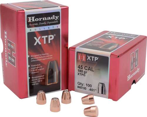 Hornady 185GR XTP 100CT Bullets for .45 Cal