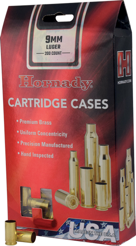 Hornady 9MM Luger Unprimed Brass Cases, 200PK