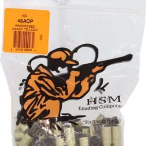 HSM Brass 45 ACP Once Fired 100 Count Unprimed