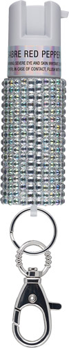 Sabre Jeweled Pepper Spray Snap Clip Twist Lock Silver
