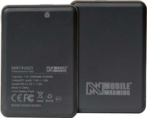 Mobile Warming 7.4V Battery Black USB 2350mAh