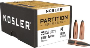 Nosler Bullets 25 Cal .257 Partition 115GR 50CT