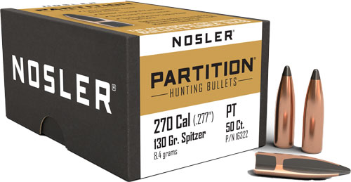 Nosler Bullets 270 Cal .277 - 130gr Partition, 50ct Box