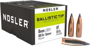 Nosler 8mm .323 180GR Ballistic Tip 50CT Bullets