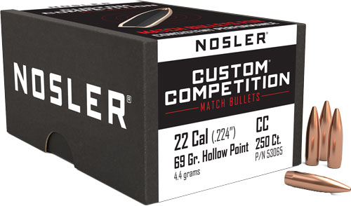 Nosler 22 Cal .224 69GR HP-BT Custom Comp.