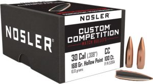 Nosler 30 Cal .308 168GR HP-BT Custom Comp.
