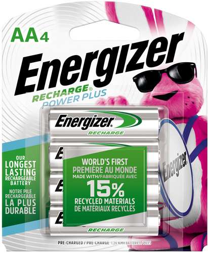 Energizer Rechargeable AA Batteries 4-Pack with Power