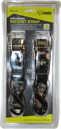 HME Ratchet Strap 1"x8' - Premium Camo 2-Pack