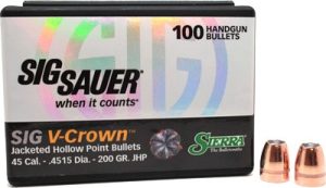 200GR JHP SIG V-CROWN 100CT - .45 Caliber Bullets