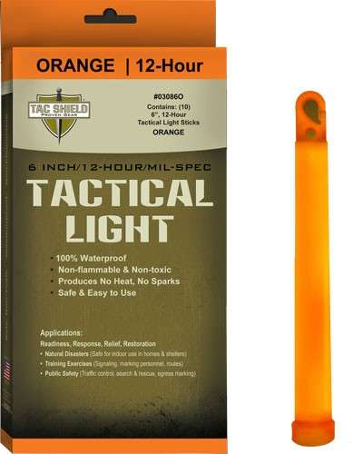 STICK 12 HOUR 6" ORANGE 10PK - Bright, Long-Lasting Survival Gear Lighting