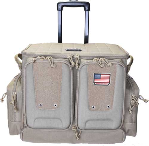 GPS Tactical Rolling Range Bag - Holds 10 Handguns Tan