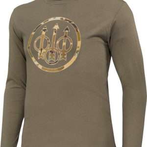 Large Army Green Camo Logo Beretta T-shirt LS Heritage